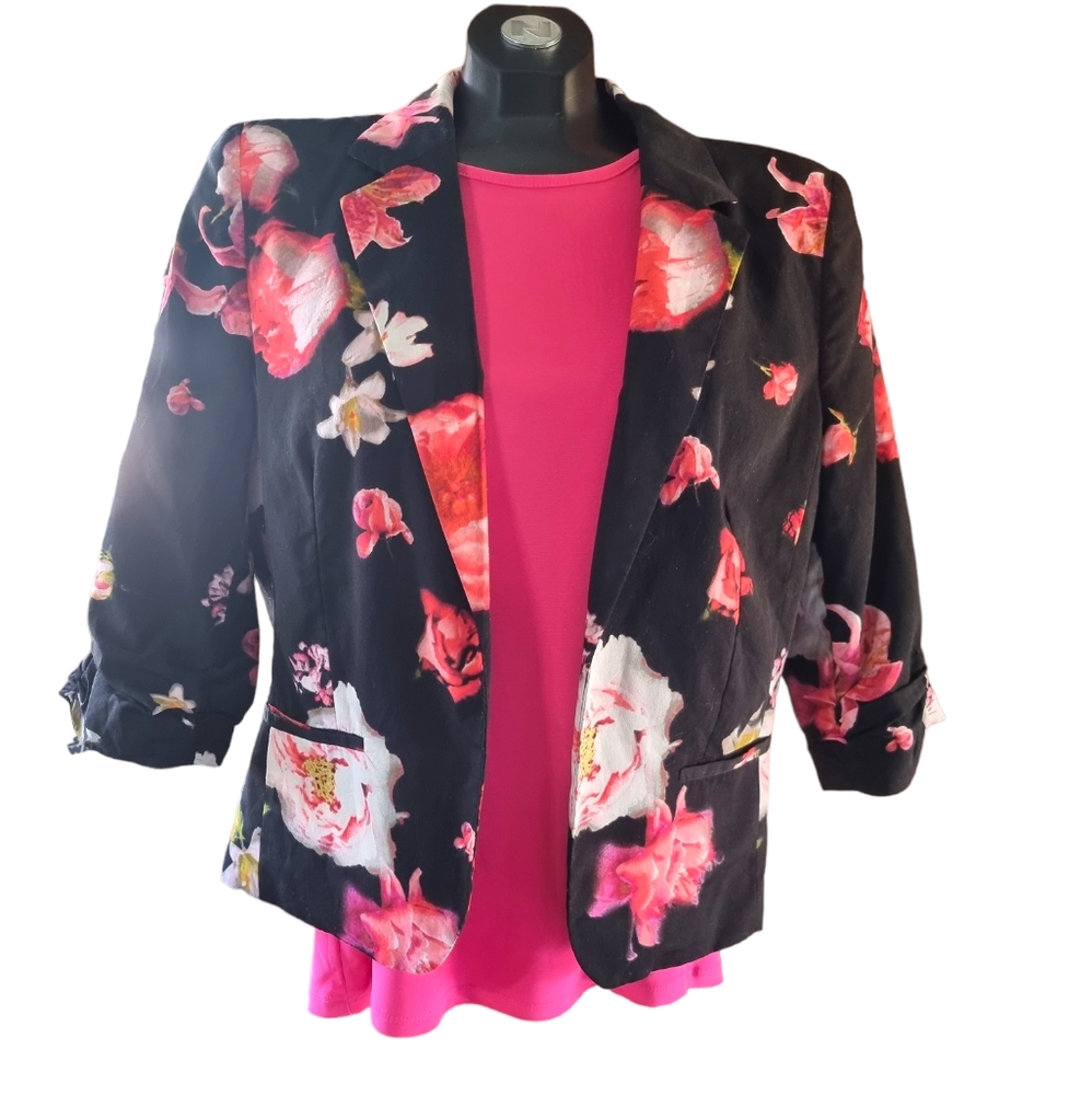 Worthington Lined Floral Bolero Jacket